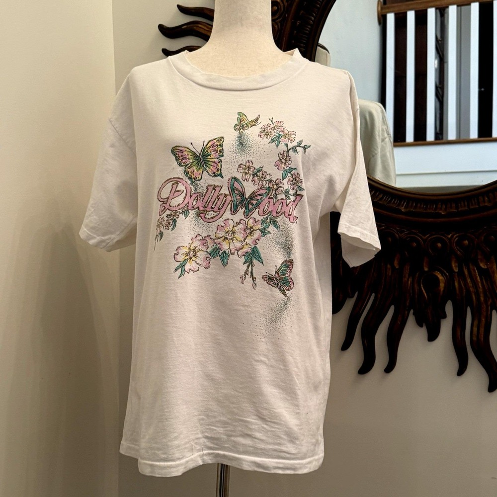 Vintage 80s 90s Dolly Parton Dollywood T Shirt Women's L Single Stitch USA Rare